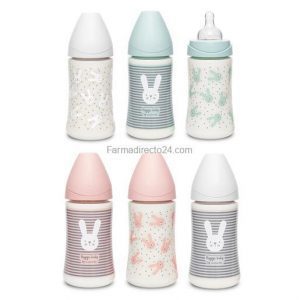 SUAVINEX BIBERÓN HYGGE BABY PREMIUM TETINA REDONDA SILICONA 3 P 270 ML