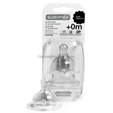 Suavinex Tetina Redonda De Silicona 3 Posiciones + 0 Meses