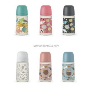 SUAVINEX BIBERÓN FLUJO MEDIO PRINTS CON TETINA FISIOLÓGICA SX PRO 270 ML