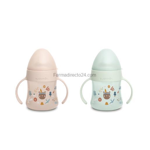SUAVINEX BIBERÓN CON ASAS FIRST PRINTS CON BOQUILLA DE SILICONA 150 ML