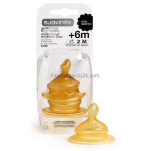 SUAVINEX TETINA ANATÓMICA LÁTEX + 6 MESES (FLUJO MEDIO)