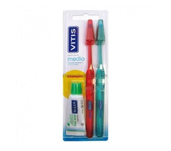 Vitis Medio Cepillo Dental Duplo 2 Unidades
