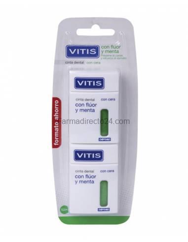Vitis Cinta Dental Con Cera, FlÅor Y Menta Duplo 50 Metros 2 Unidades