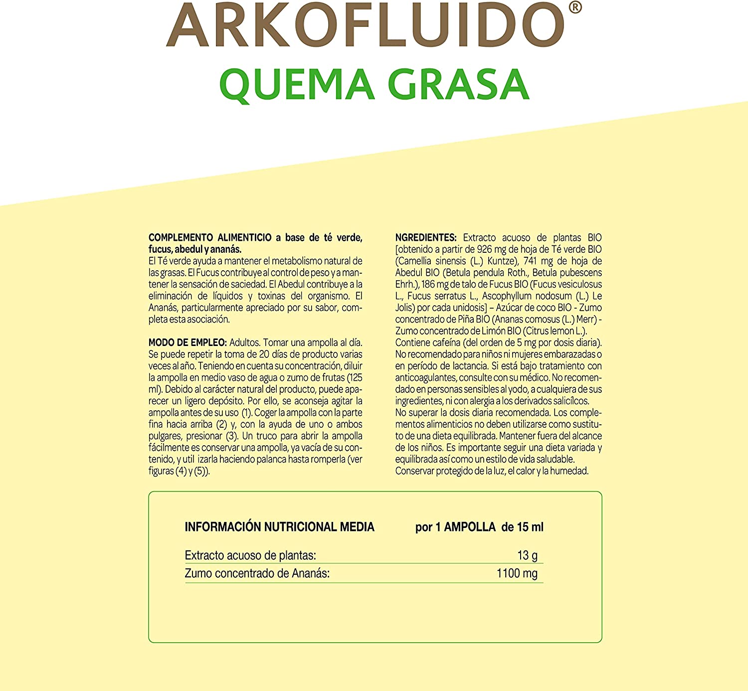 Arkopharma Arkofluido Quemagrasa Bio - 20 Unidosis - Imagen 2