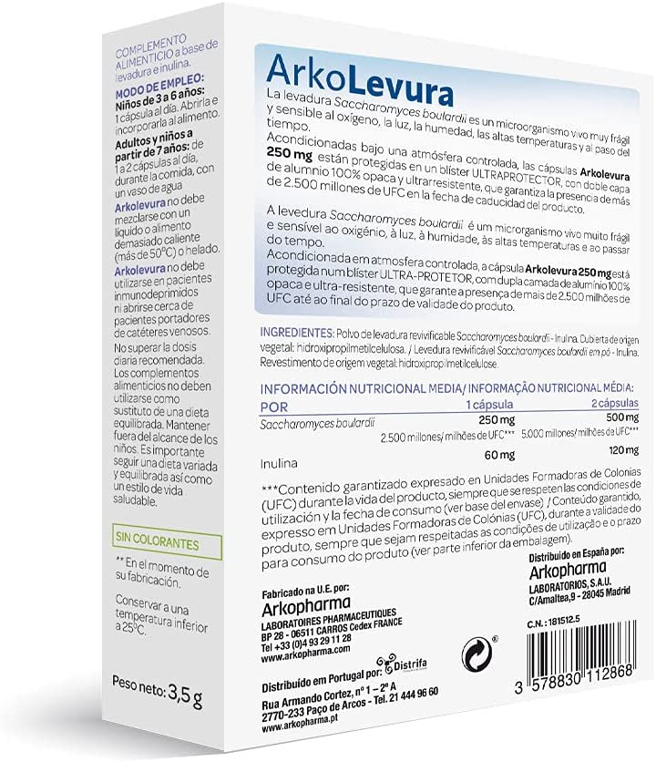 Arkopharma Arko-levura Saccharomyces Boulardii - 10 Cápsulas 250 Mg - Imagen 3