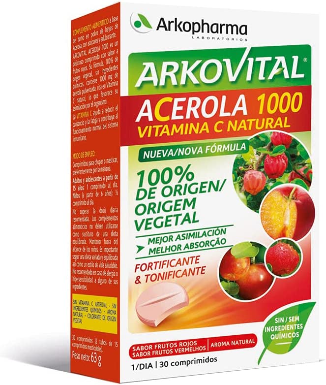 Arkopharma Arkovital Acerola 1000 Mg Vitamina C - 30 Comprimidos Masticables