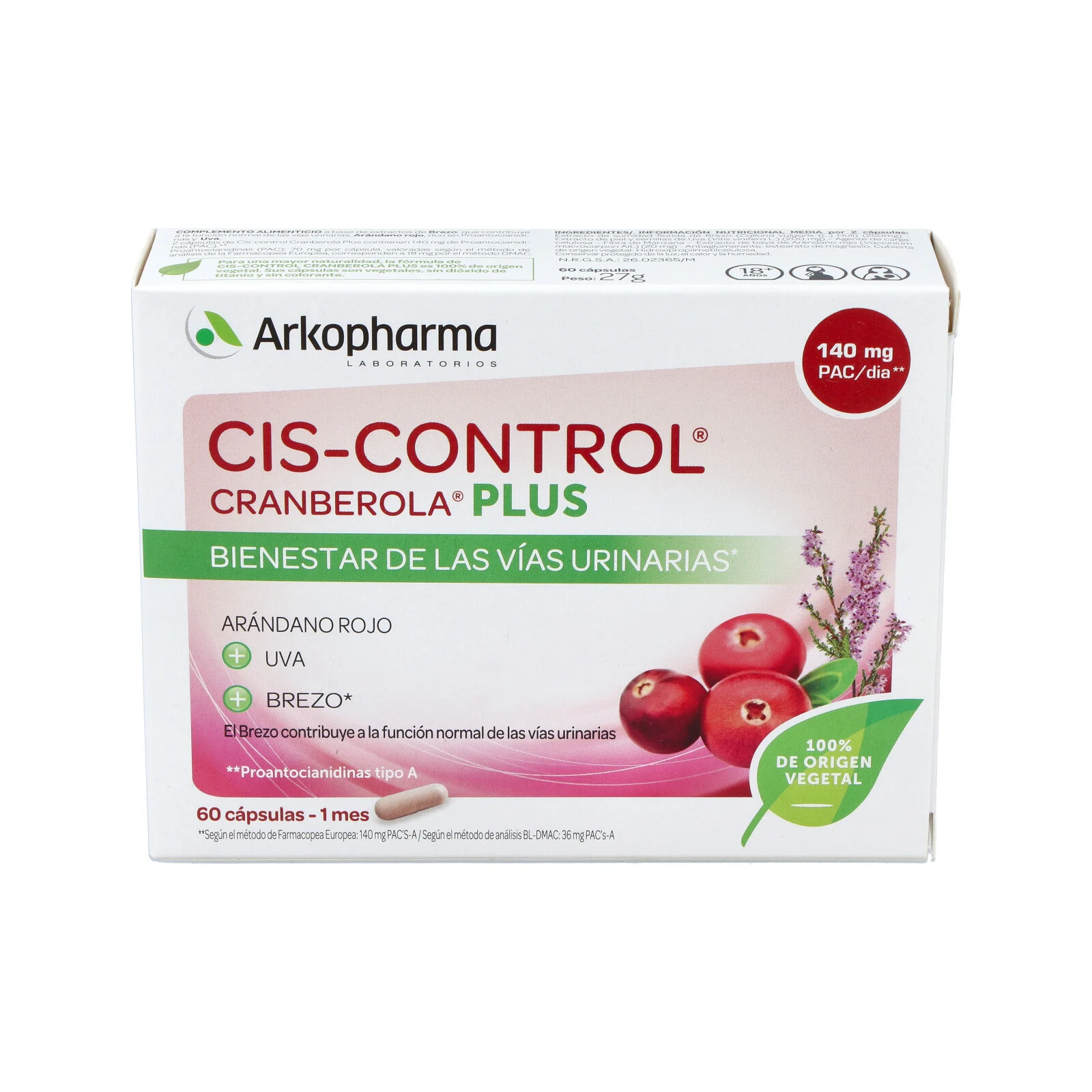 Arkopharma Cis-control Cranberola Plus Con Brezo - 60 Cápsulas