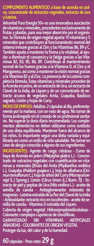Arkopharma Arkovital Pura Energía Senior +50 - 60 Cápsulas - Imagen 2