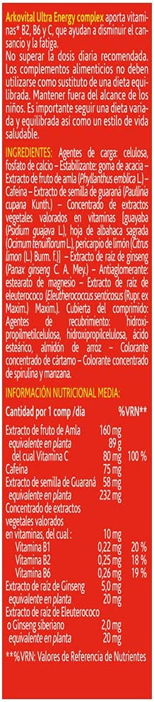 Arkopharma Arkovital Pura Energía Ultra Energy Complex - 30 Comprimidos - Imagen 2